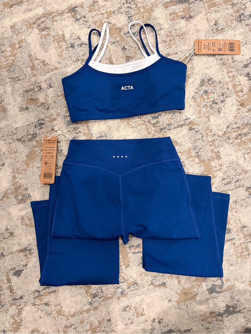 Medium ACTA Electric Blue Edge Bra & Flare Leggings Set